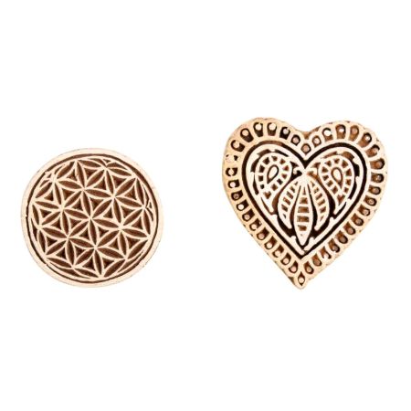 Set of 2 Piece New Mix Wooden Printing Block